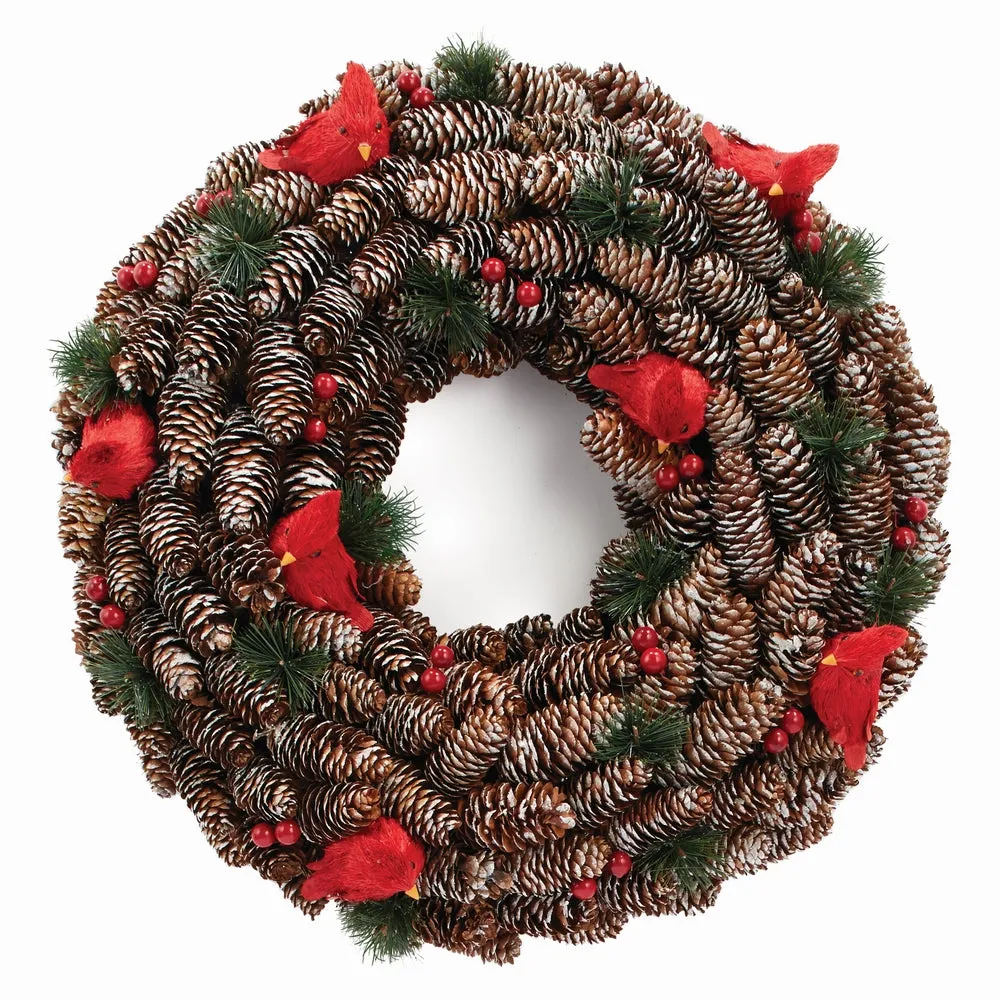 NAPA Home & Garden, CARDINAL PINE CONE WREATH 21",Z4355FRR