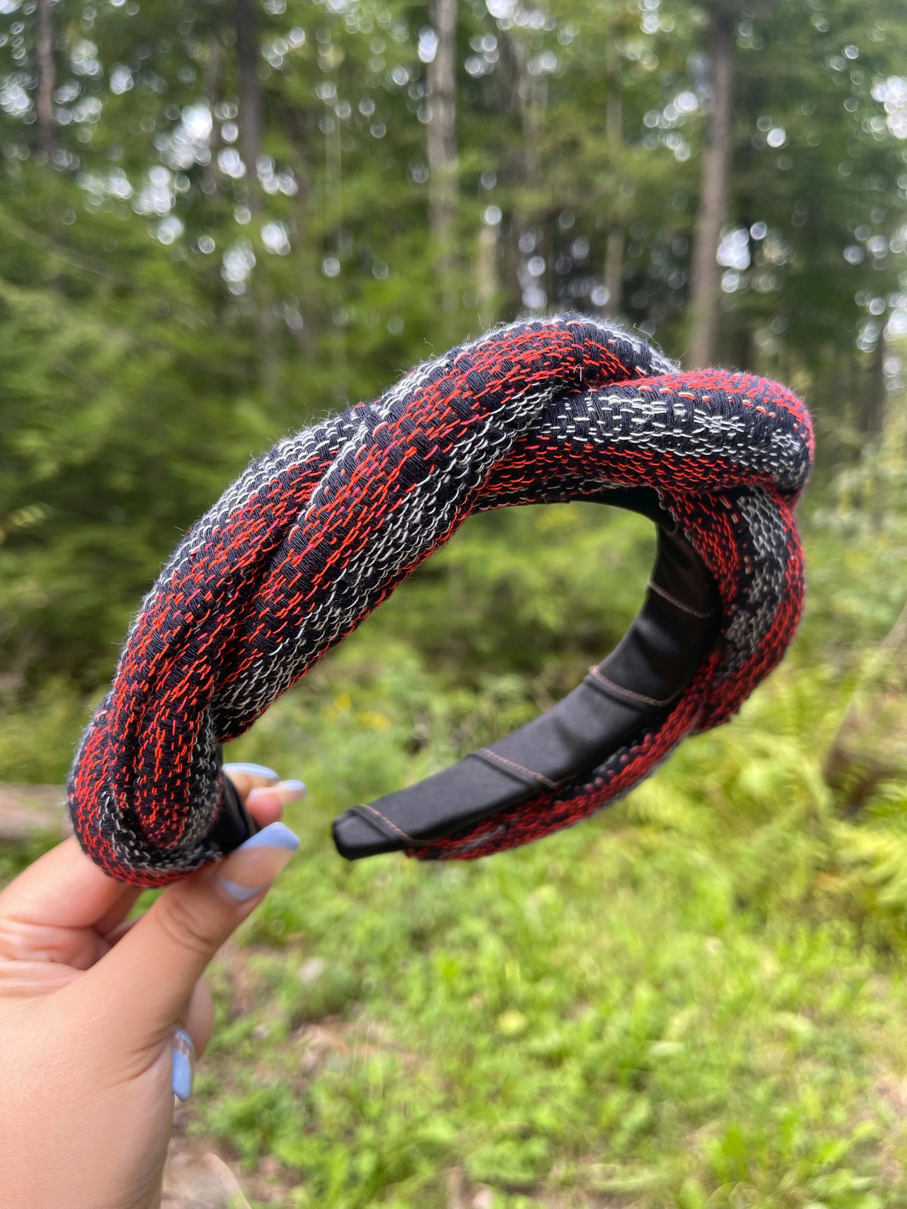 NEW Enredados Mega Twist Roja Oscuro Navy Headband- Red/Deep Navy/White Mega Twist Diadema