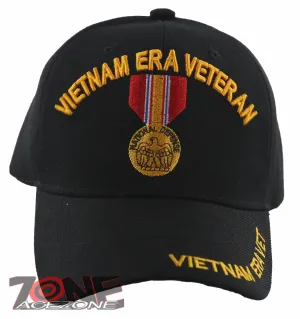 NEW! VIETNAM ERA VETERAN NATIONAL DEFENSE MILITARY BALL CAP HAT BLACK