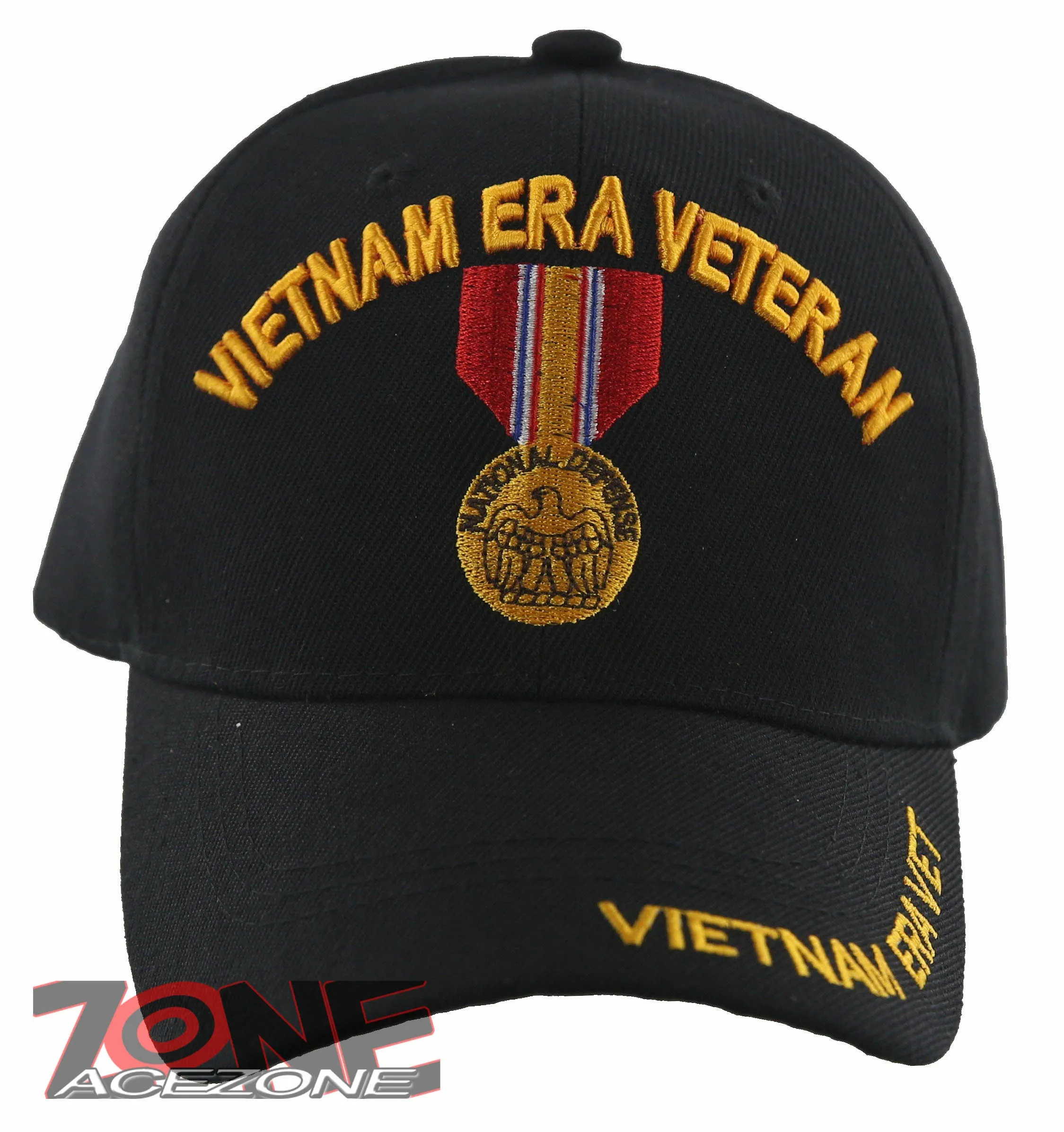 NEW! VIETNAM ERA VETERAN NATIONAL DEFENSE MILITARY BALL CAP HAT BLACK