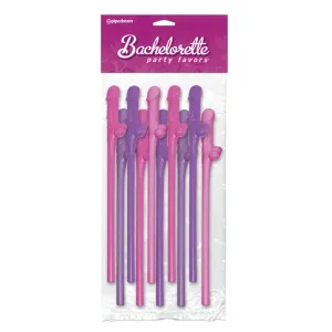 Novelty Pink and Purple Bachelorette Party Favors 10 Pecker Straws