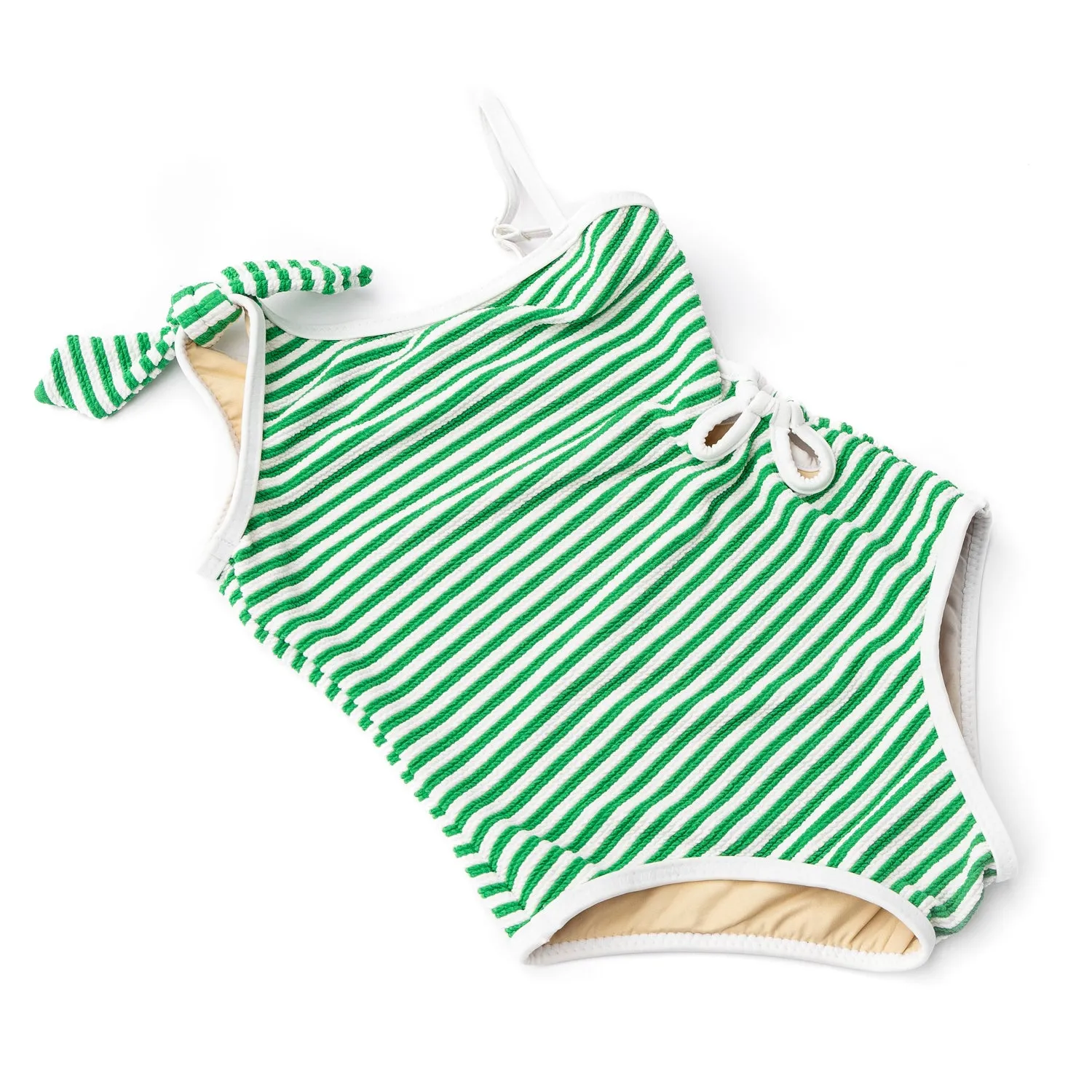 One Piece Swimsuit - Ribbed Daisy - Green Stripe