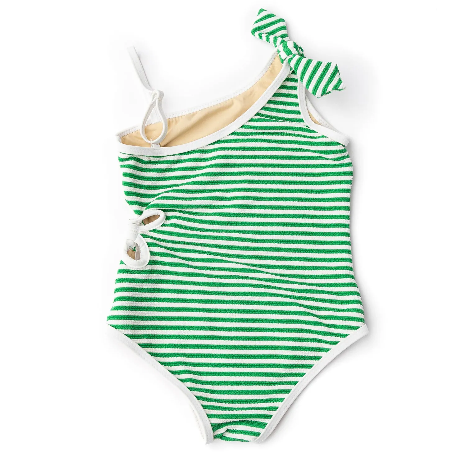 One Piece Swimsuit - Ribbed Daisy - Green Stripe