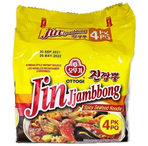 Ottogi Jin Jjambbong Ramen (Spicy Seafood) Instant Noodle 4x130g