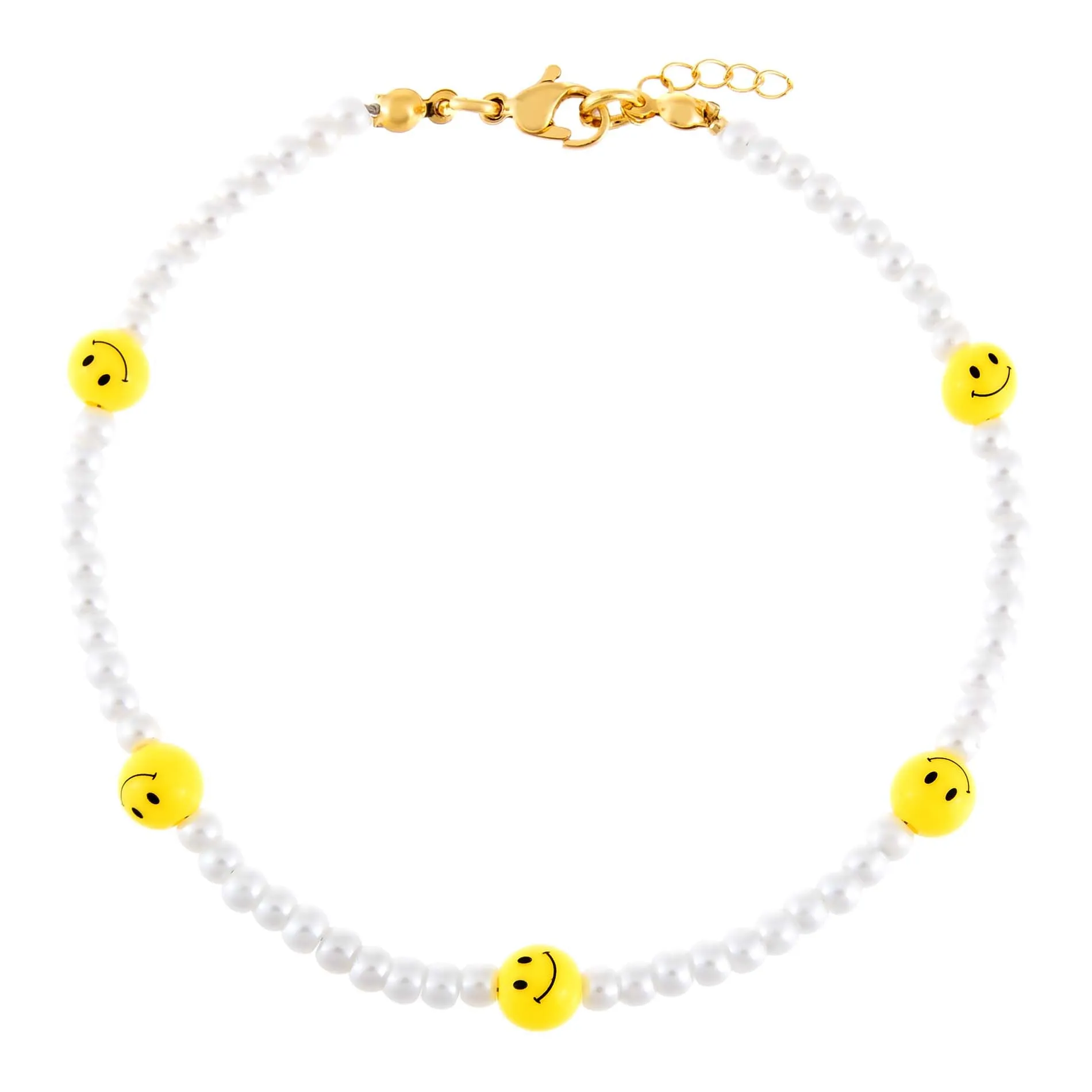 Pearl Smiley Face Anklet