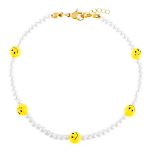 Pearl Smiley Face Anklet