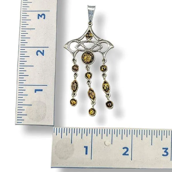 Pendant Green Amber Sterling Silver
