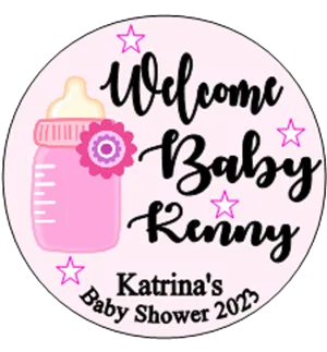 Personalised Baby Shower 'Welcome' Badge Pink