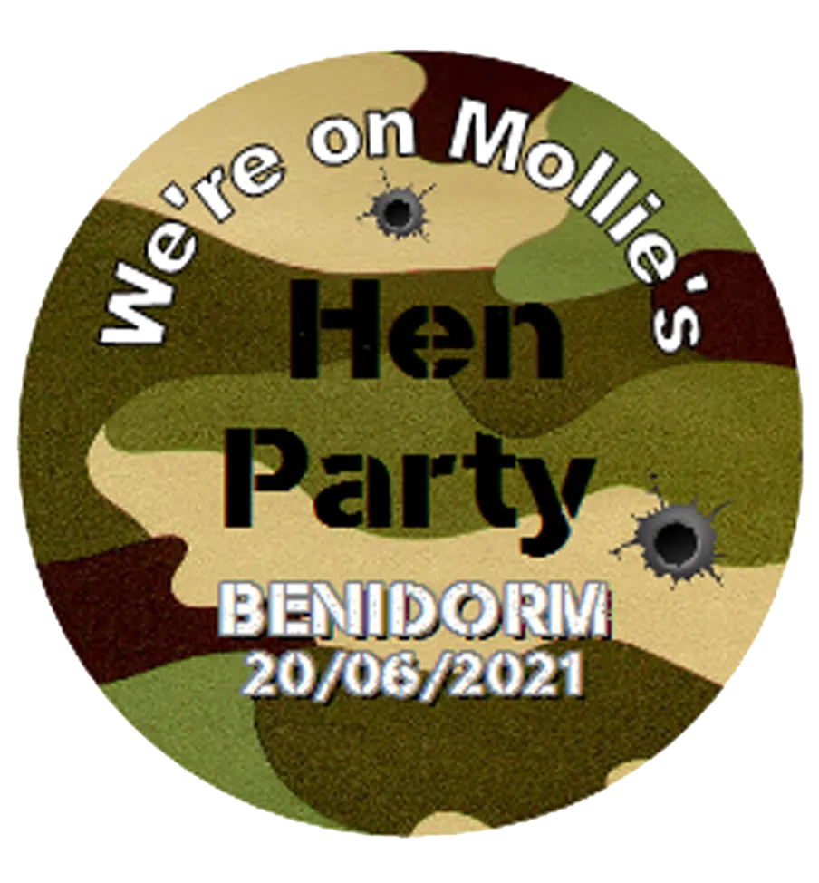 Personalised Hen Party Army Badge