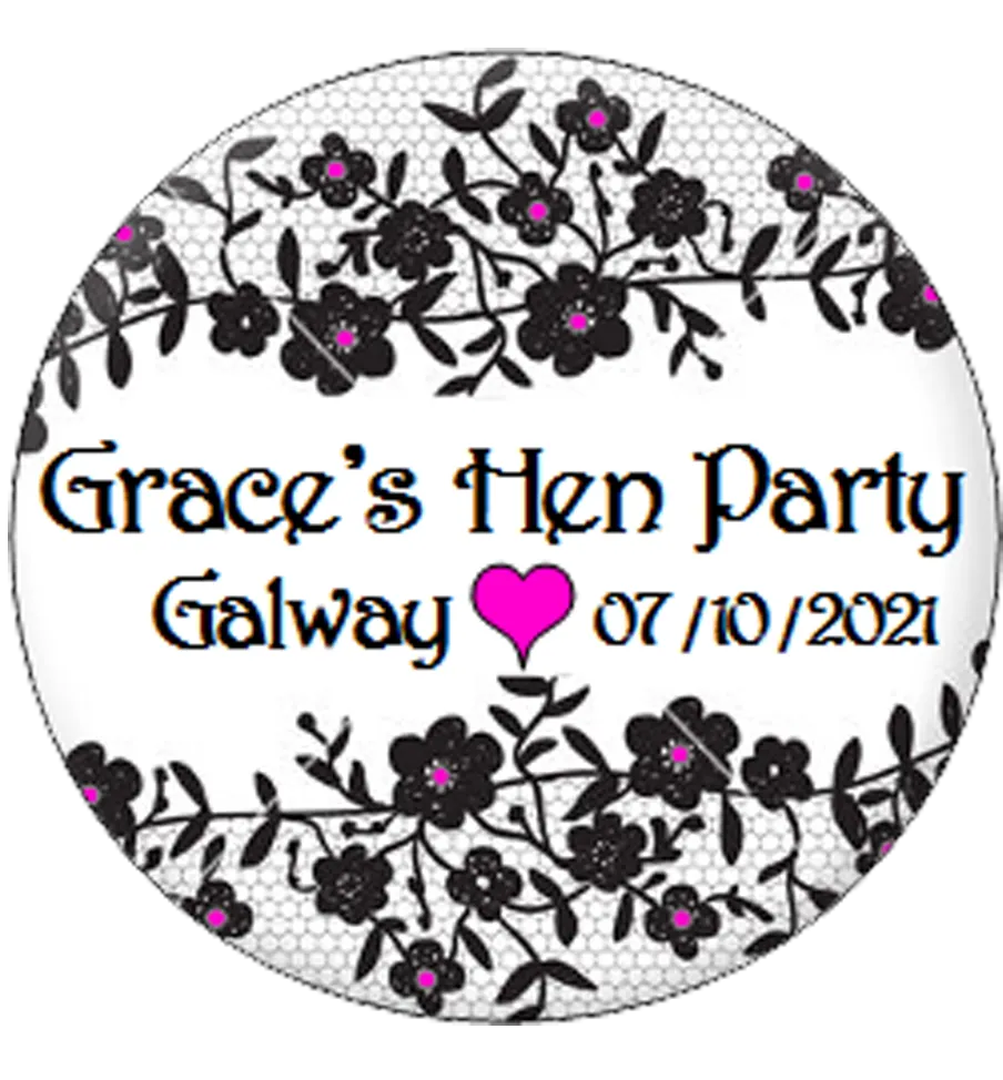 Personalised Hen Party Floral design Badge