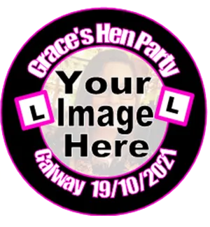 Personalised L Plate & Pic Hen Party Badge pink
