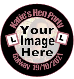 Personalised L Plate & Pic Hen Party Badge