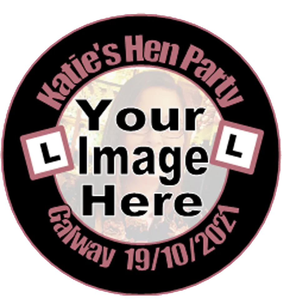 Personalised L Plate & Pic Hen Party Badge