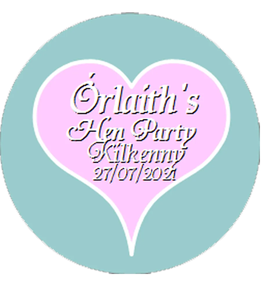 Personalised Pink Heart Hen Party Badge