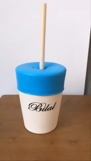 Personalised Straw Cup Blue