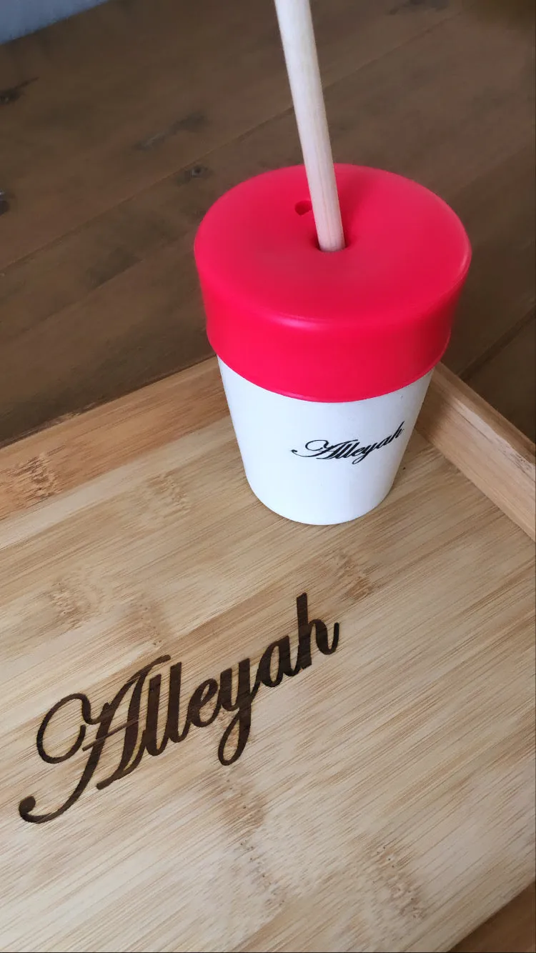 Personalised Straw Cup Dark Pink