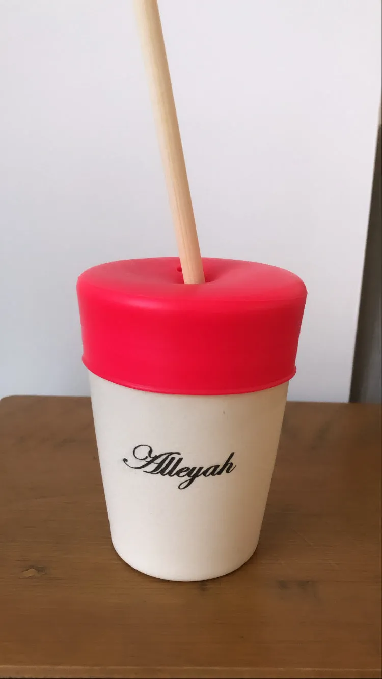 Personalised Straw Cup Dark Pink