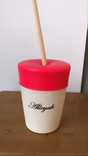 Personalised Straw Cup Dark Pink