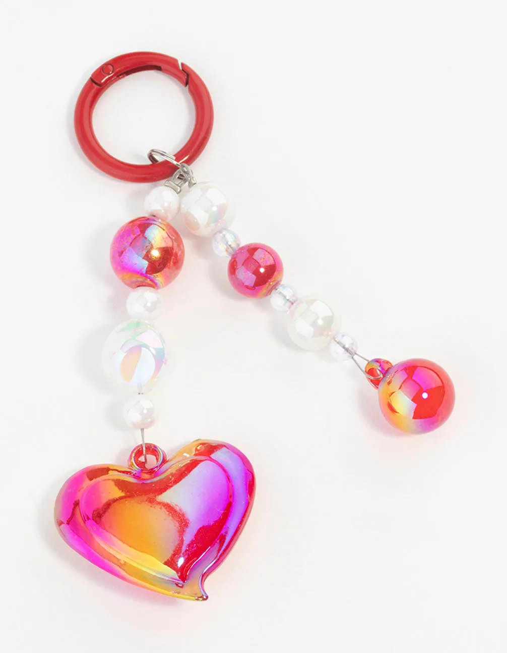 Pink Plastic Large Heart Keychain