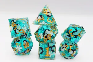Playful Penguins: Sharp Edge Decal RPG Dice Set