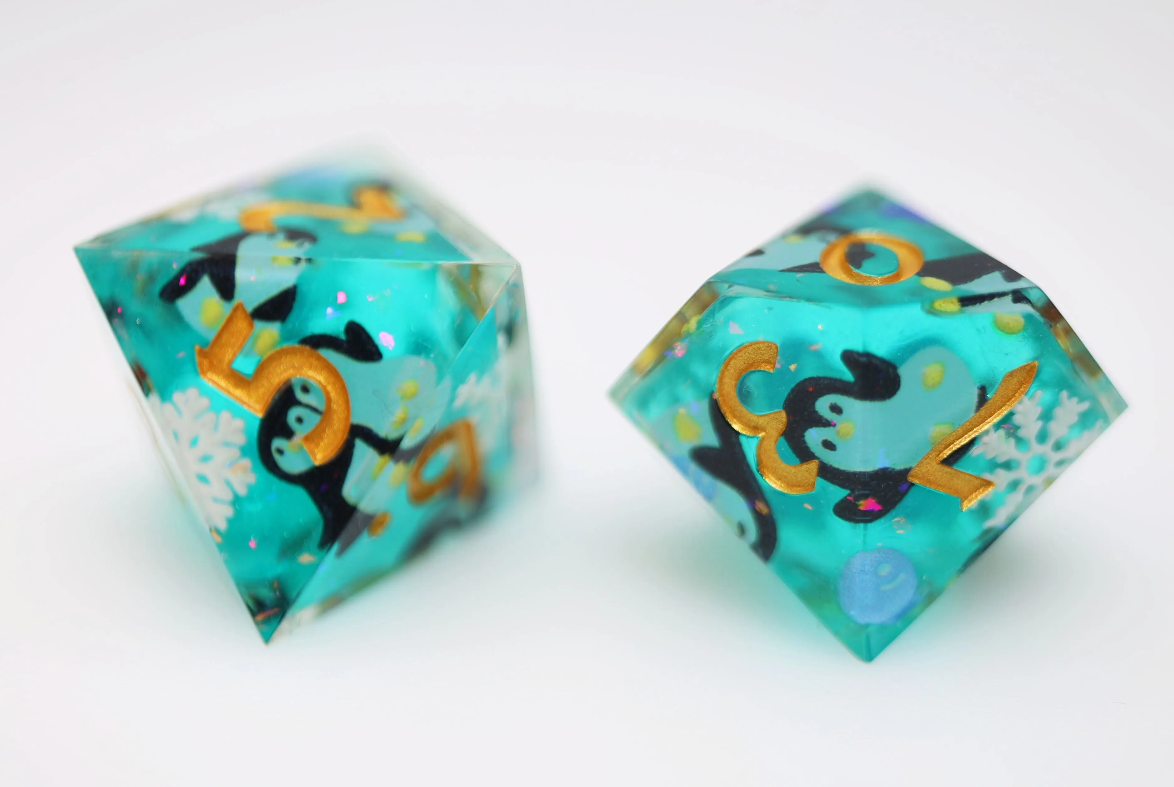 Playful Penguins: Sharp Edge Decal RPG Dice Set