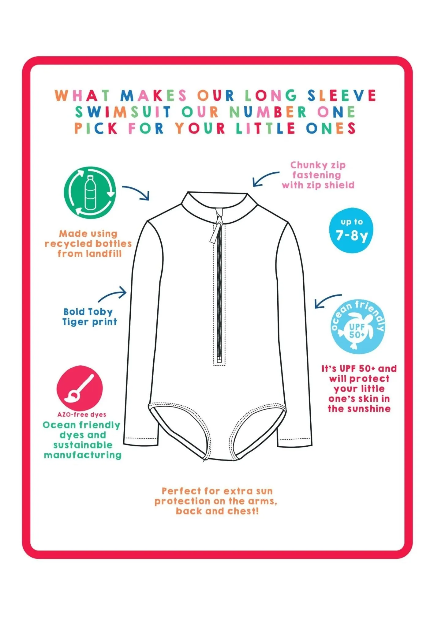 Rainbow Bloom Print Long-Sleeved Kids' Swimsuit