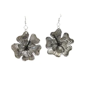 RECYCLED PLASTIC BOTTLES PLUMERIA EARRINGS - SILVER