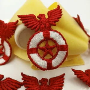 Red Vintage Eagle Embroidered Applique Liberty Emblem Star Lifesaver Heraldic Uniform Patches for Creative Sewing Decorative Embellishments