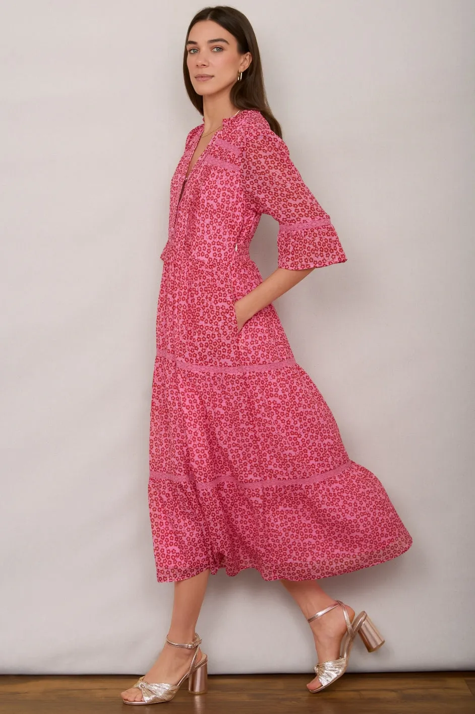 Samara Dress - Candy Pink Daisy Floral