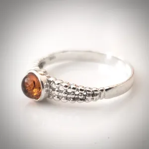 Small Sterling Silver Natural Amber Ring size 7