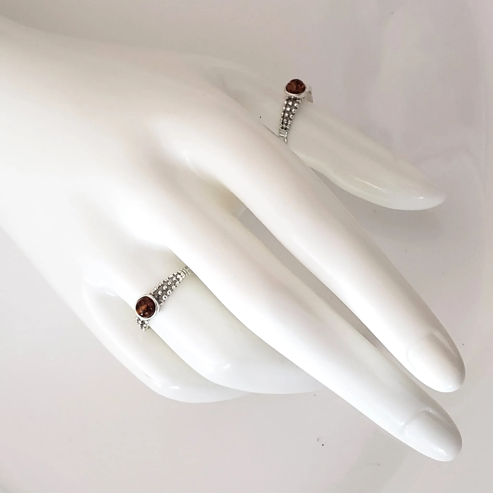 Small Sterling Silver Natural Amber Ring size 7