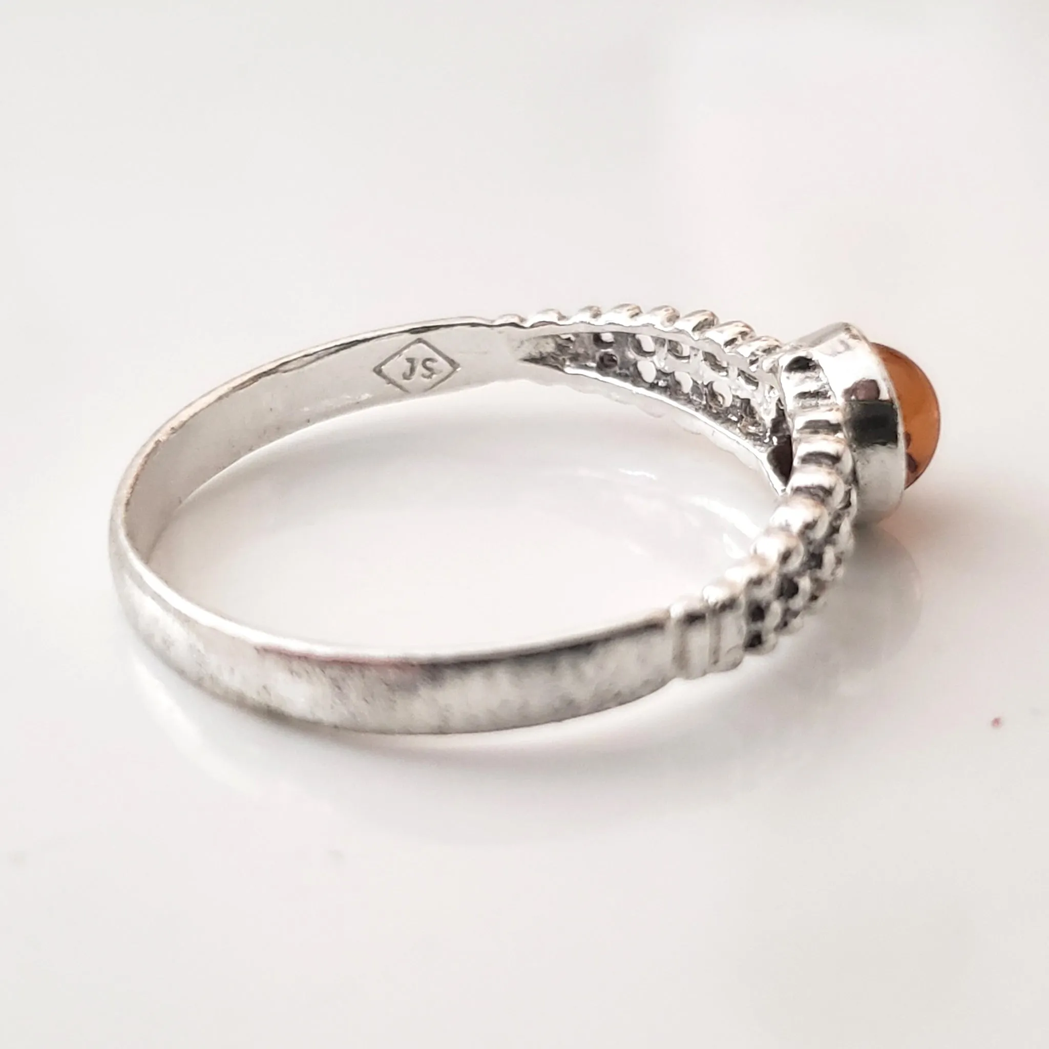 Small Sterling Silver Natural Amber Ring size 7