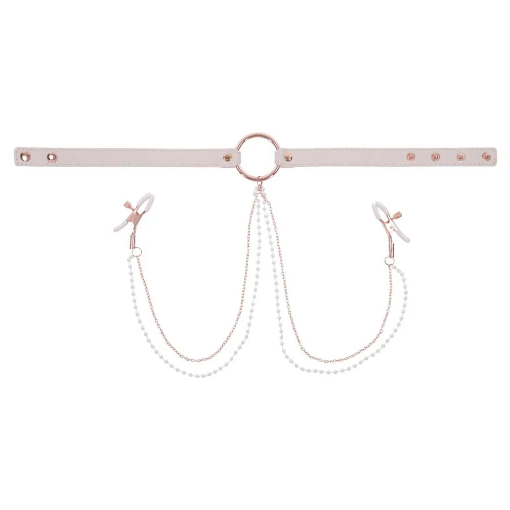 Sportsheets Peaches 'n CreaMe Collar with Nipple Clamps