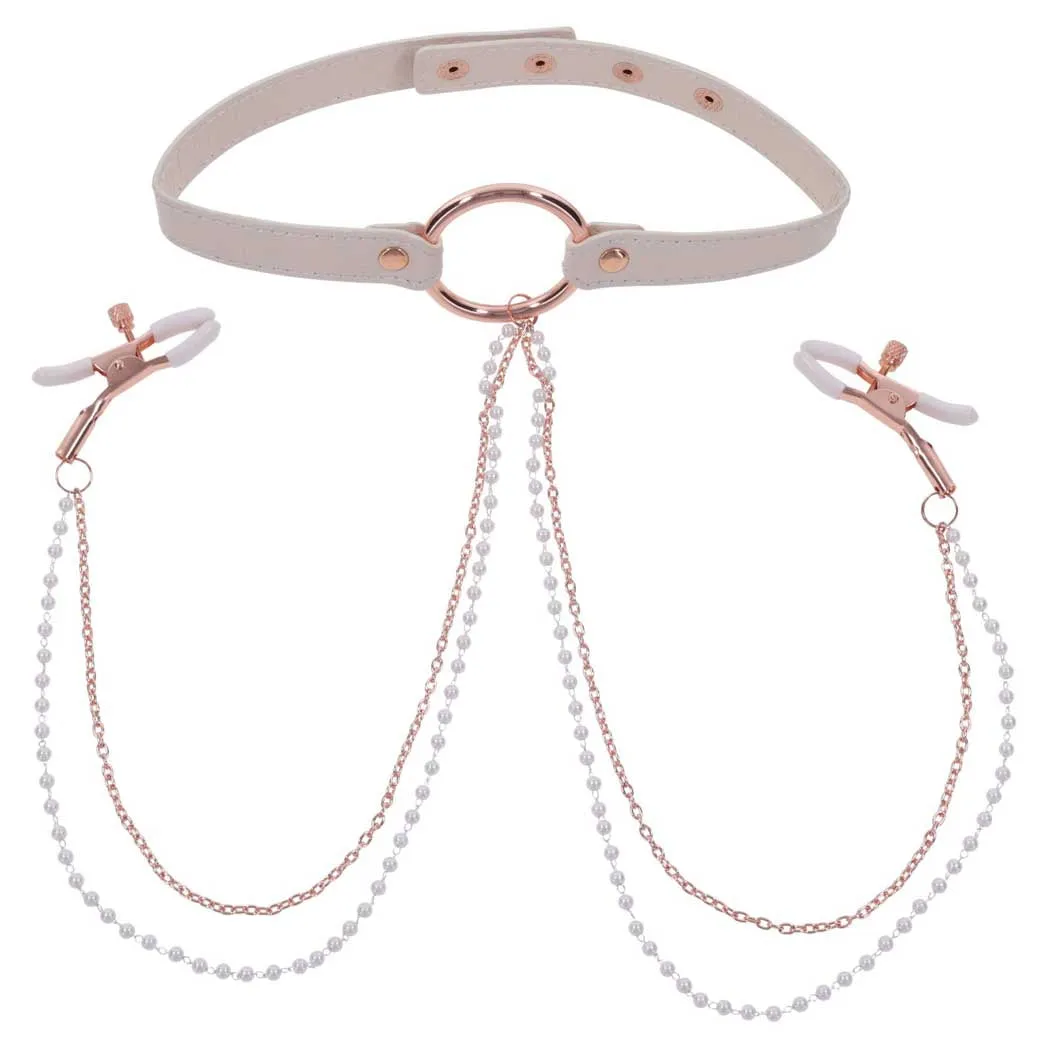 Sportsheets Peaches 'n CreaMe Collar with Nipple Clamps