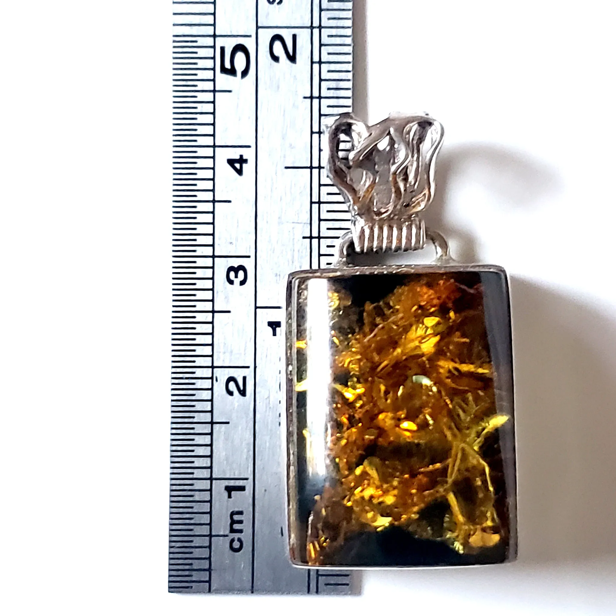 Square Green Amber Unisex Pendant