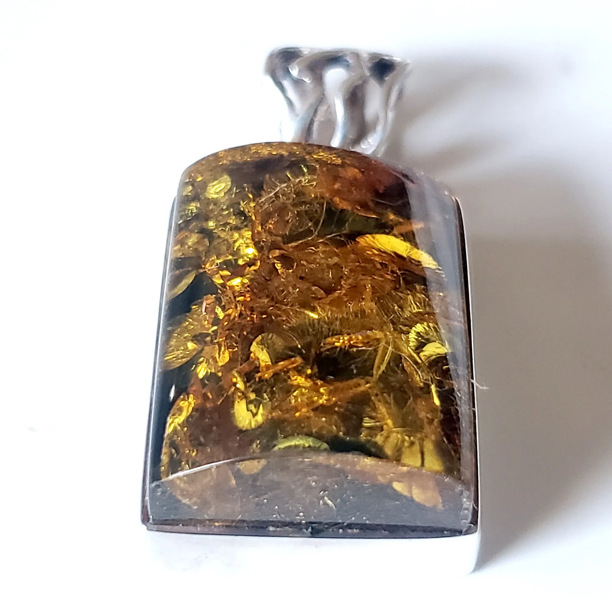 Square Green Amber Unisex Pendant