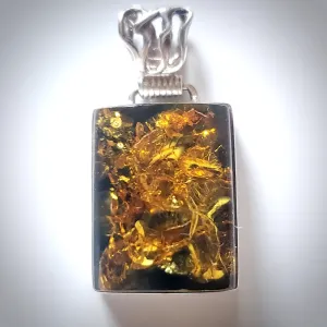 Square Green Amber Unisex Pendant