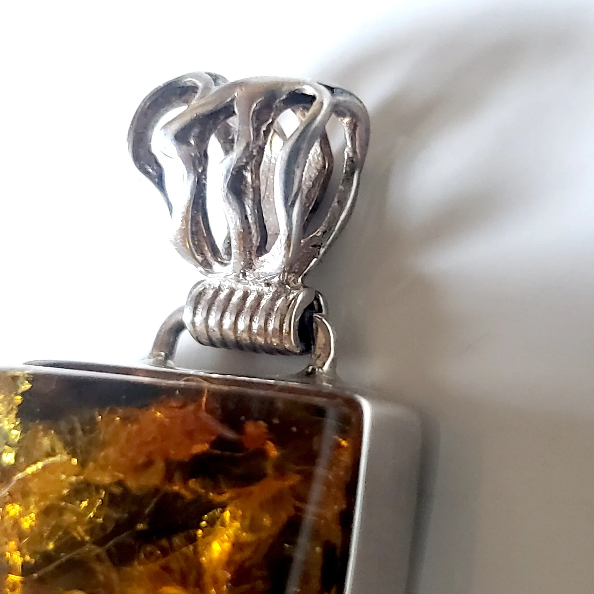Square Green Amber Unisex Pendant