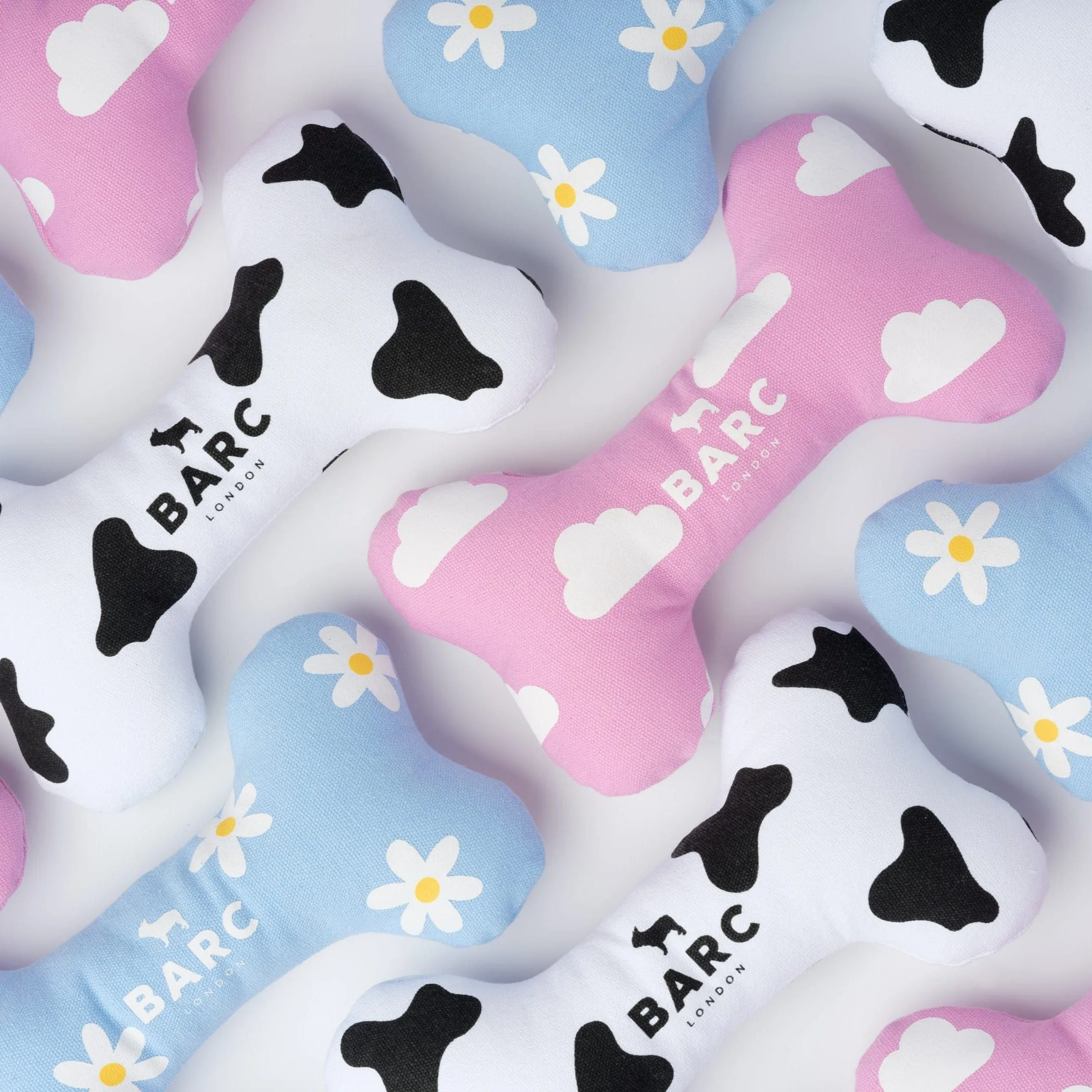 Squeaky Canvas Dog Bone Toy | Daisy Print