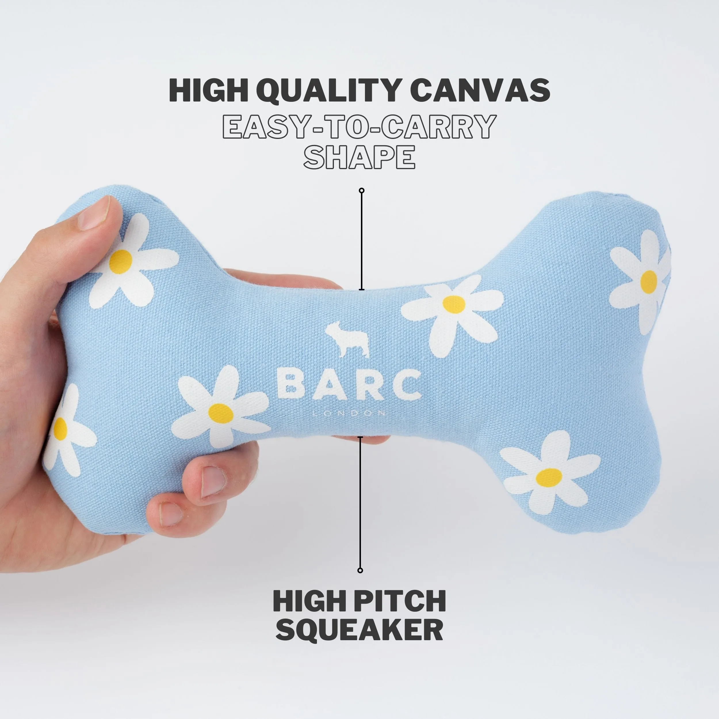 Squeaky Canvas Dog Bone Toy | Daisy Print