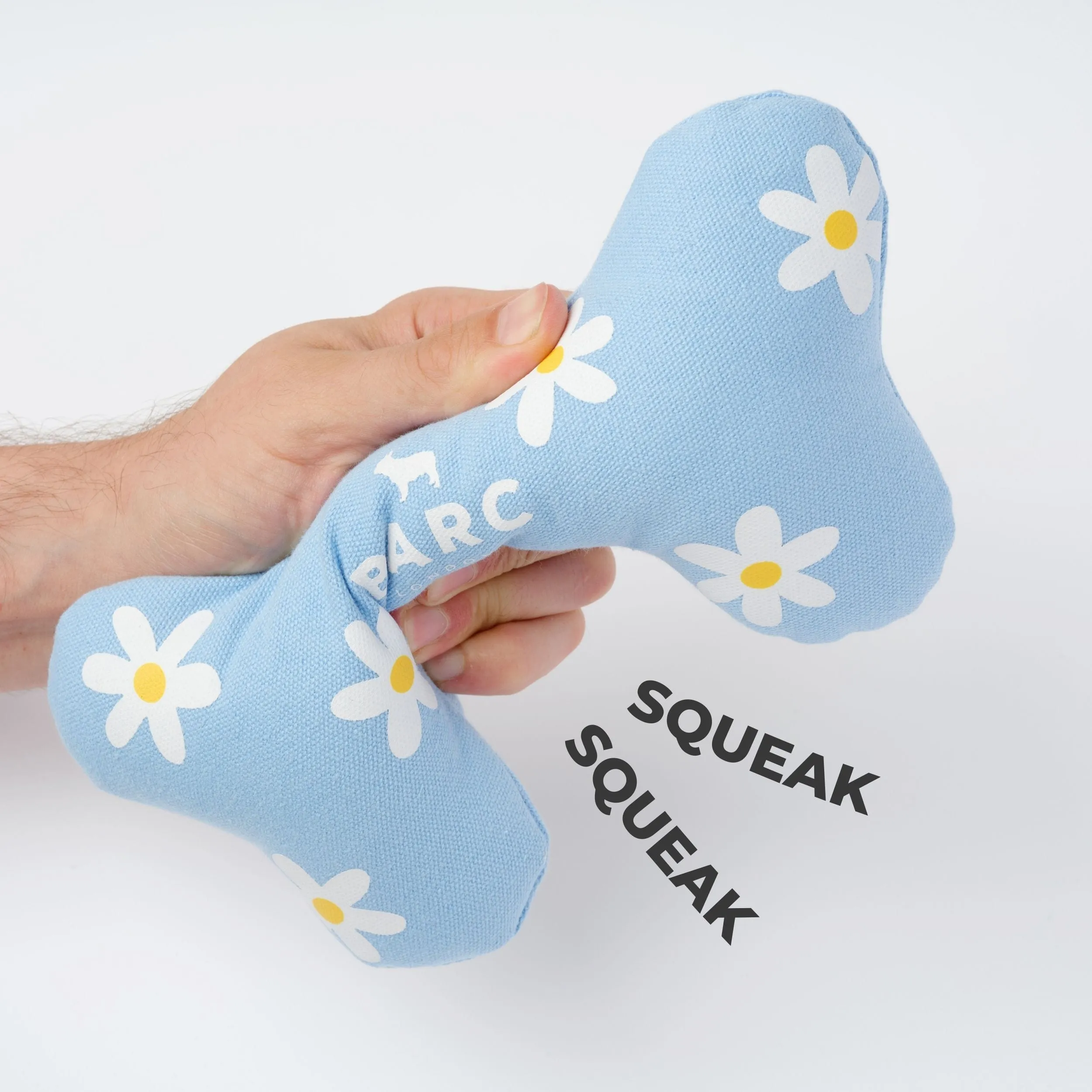 Squeaky Canvas Dog Bone Toy | Daisy Print