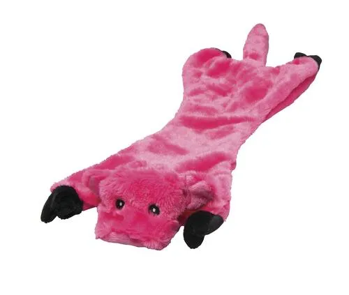 Stuffing Free Dog Toy with Squeaker - Pink, Green, and Gray, Red, Yellow