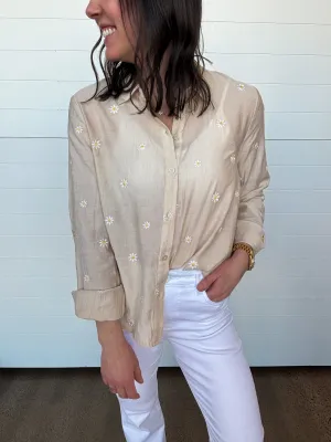 The Dina Daisy Embroidered Button Down Top