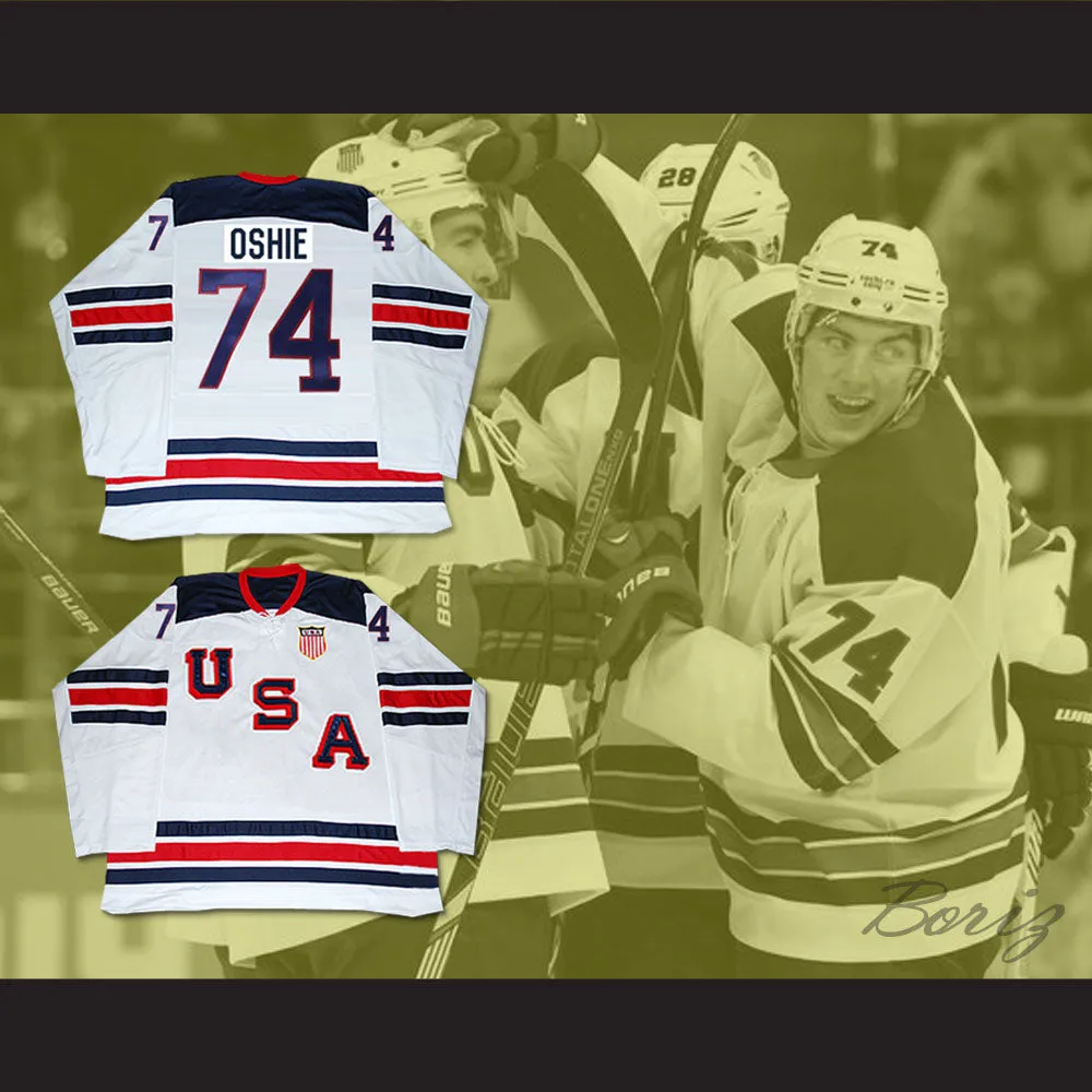 T.J. Oshie 74 USA National Team Hockey Jersey 1960 Tribute Style