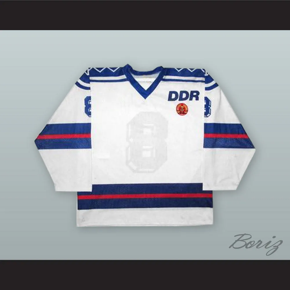 Torsten Hanusch 8 East Germany National Team White Hockey Jersey