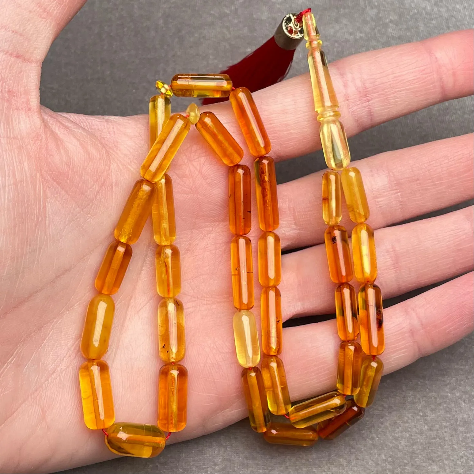TRANSPARENT AMBER MISBAHA 6,3x15,6mm 14,5g