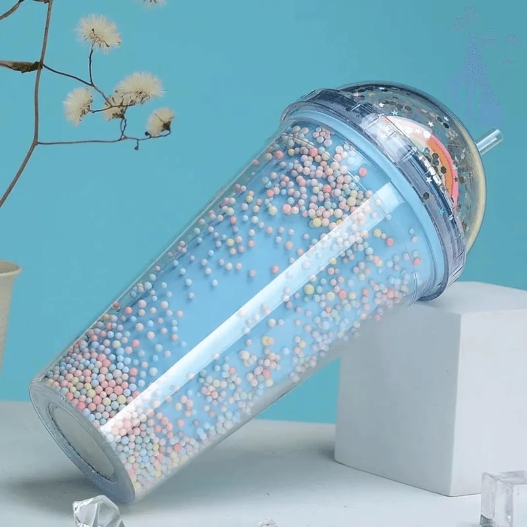 Twinkle Bubble Bliss: Eco-Friendly Kids' Straw Cup 0.5ML