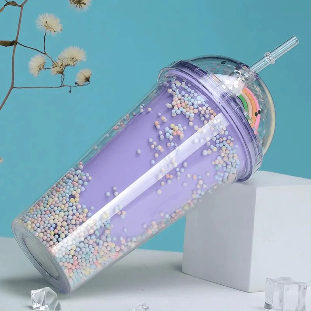 Twinkle Bubble Bliss: Eco-Friendly Kids' Straw Cup 0.5ML
