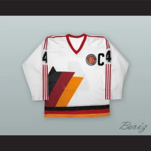 Udo Kiessling 4 West Germany National Team White Hockey Jersey