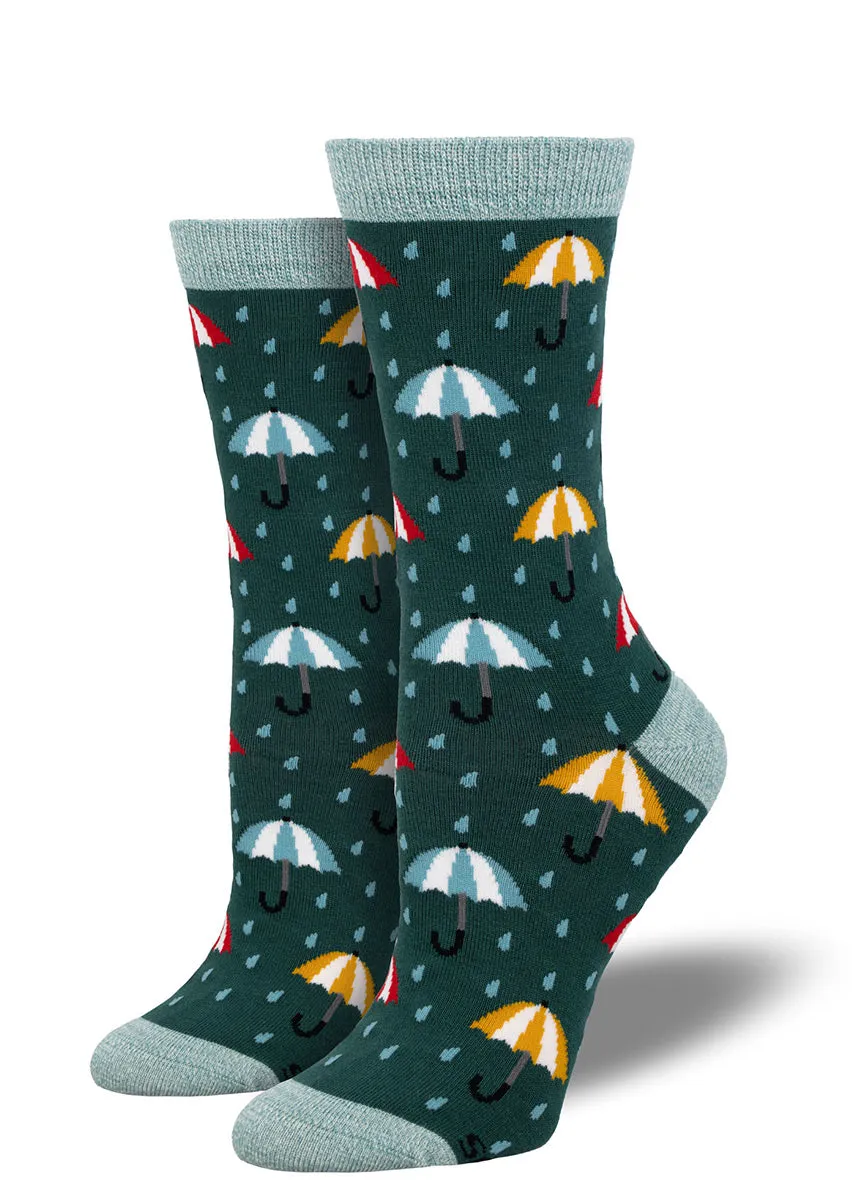 Umbrellas in the Rain Women's Bamboo Socks
